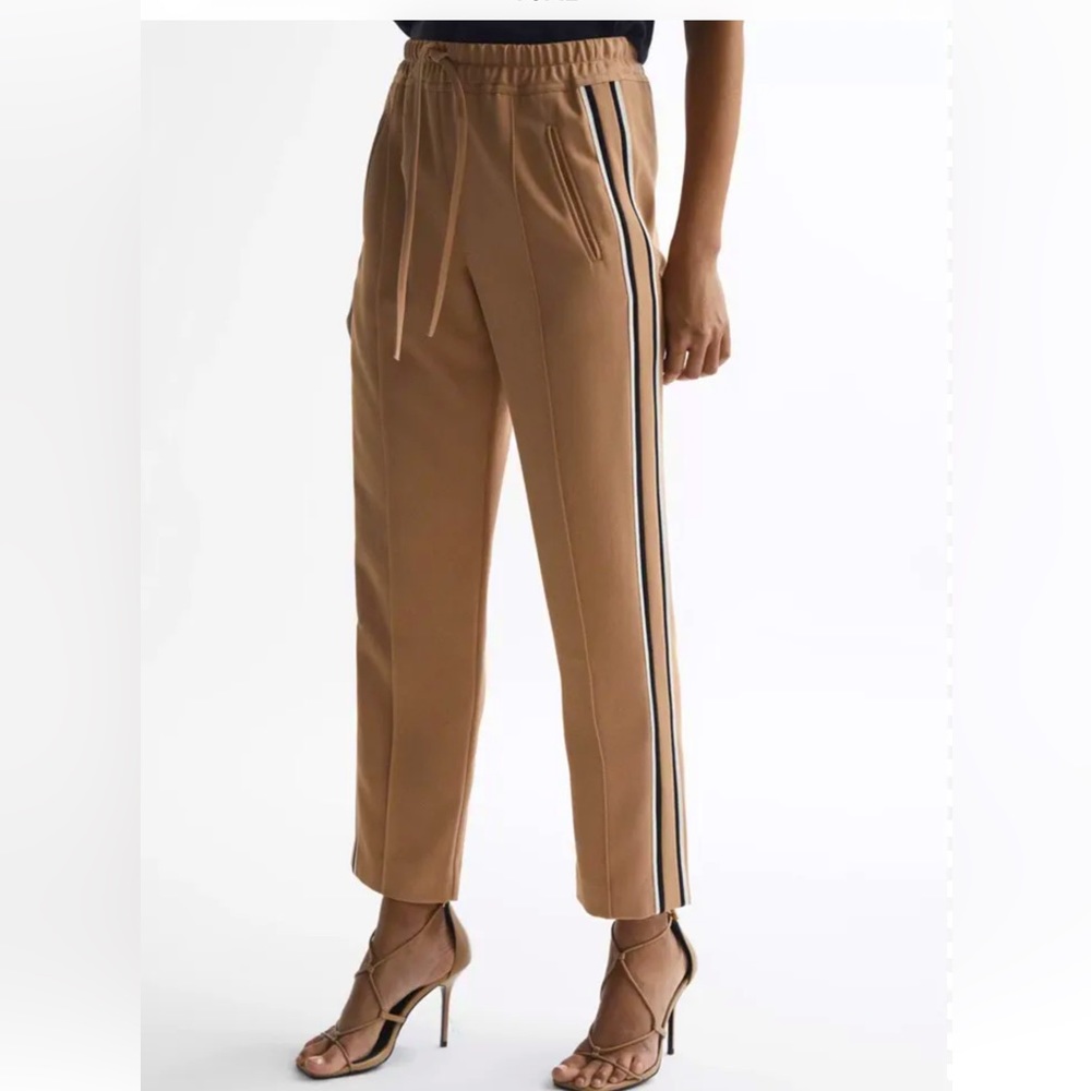 REISS Tre Side Stripe Tapered Pants sporty ankle Sz 10 New!
